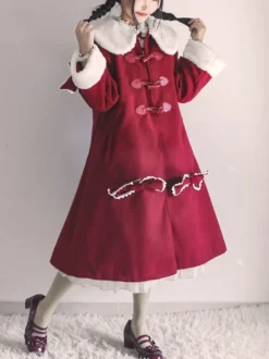 Manteaux Lolita de style ROCOCO Manteau bordeaux Nœuds Manteau Cape Polyester Automne Lolita Vêtements d'extérieur