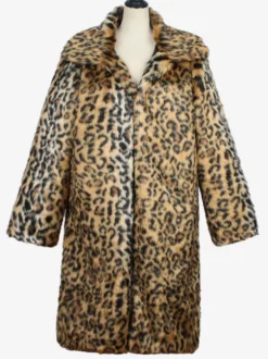Manteaux Long En Fausse Fourrure Hiver Chaud Hommes Léopard Veste Manches Longues Col Rabattu