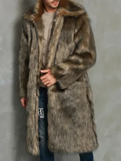 Manteaux pour hommes col roulé oversize chic café brun qualité