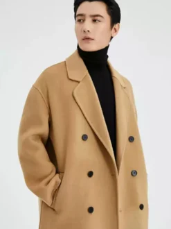 Manteaux Vest Pour Hommes Col Rabattu À Revers Chic Camel Chesterfield