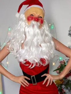 Masque à capuche Père Noël Barbe Blanche Couvre-tête en latex