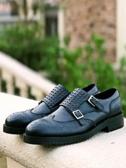 Mocassins à boucle en cuir de vache pour hommes