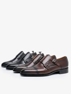 Mocassins à boucle en cuir pour homme chaussures de mariage formelles à brides