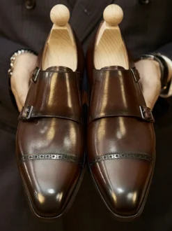 Mocassins à boucle en cuir pour homme chaussures de mariage formelles à brides