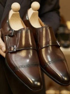 Mocassins à boucle en cuir pour homme chaussures de mariage formelles à brides