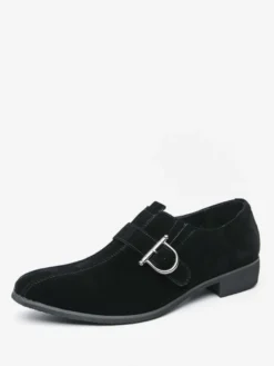 Mocassins à boucle et bout rond en cuir synthétique pour homme