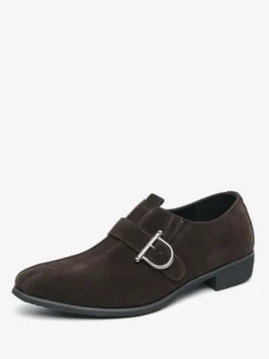 Mocassins à boucle et bout rond en cuir synthétique pour homme