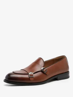 Mocassins à boucle et bout rond en cuir synthétique pour homme