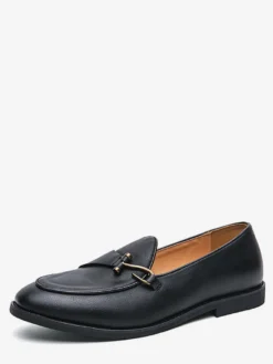 Mocassins à boucle pour homme bout pointu talons bas chaussures à enfiler chaussures de bal en cuir avec boucle