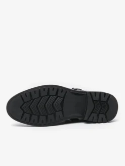 Mocassins à boucle pour homme plateforme tissée en cuir verni à bride en T à enfiler