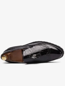 Mocassins à bout d'aile noir et blanc pour hommes Slip-On Chaussures de soirée de bal formelles