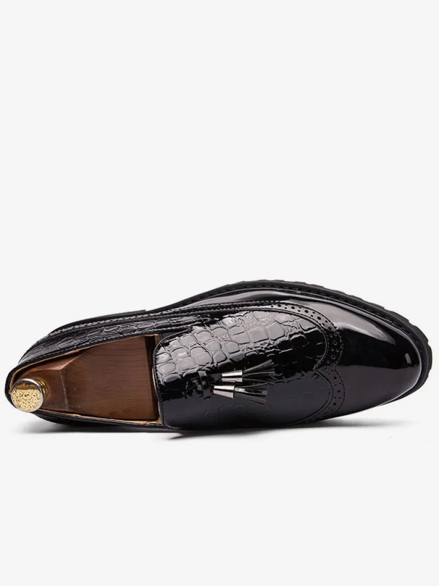 Mocassins à bout d'aile noir et blanc pour hommes Slip-On Chaussures de soirée de bal formelles