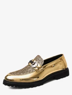 Mocassins à bout pointu brillants pour hommes chaussures habillées à enfiler