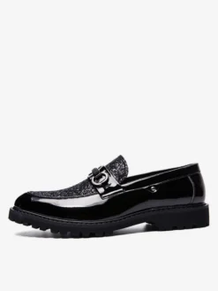 Mocassins à bout pointu brillants pour hommes chaussures habillées à enfiler