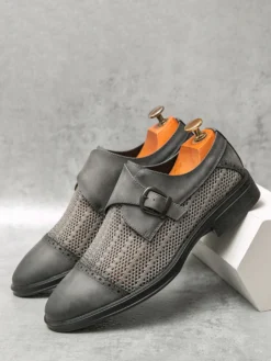 Mocassins à bout rond en cuir synthétique pour homme