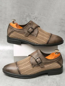 Mocassins à bout rond en cuir synthétique pour homme