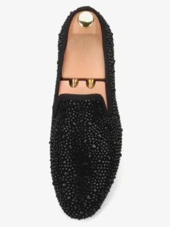 Mocassins Chaussures de Mariage Soirée hommes à enfiler avec strass bout rond en micro daim chaussures de bal de fête de mariage