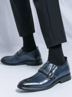 Mocassins décontractés pour hommes bout rond boucle à enfiler