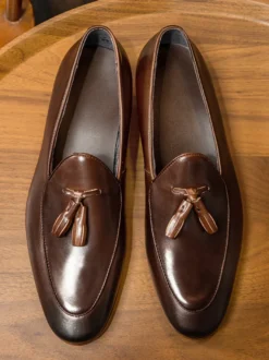 Mocassins en cuir PU pour hommes chaussures de mariage à pompon