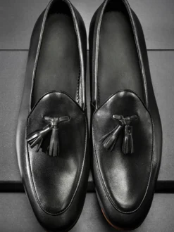 Mocassins en cuir PU pour hommes chaussures de mariage à pompon