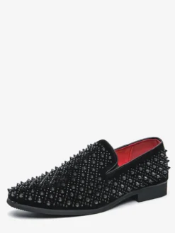 Mocassins en cuir à strass pour homme confortables à enfiler classiques pointus pour smoking soirée bal mariage