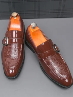 Mocassins à enfiler pour hommes chaussures décontractées noires pour mariage travail formel bout pointu pour smoking