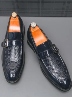 Mocassins à enfiler pour hommes chaussures décontractées noires pour mariage travail formel bout pointu pour smoking
