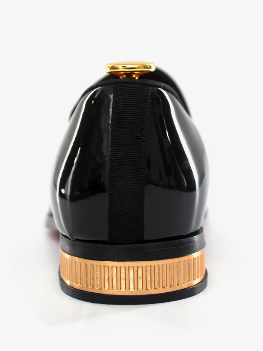 Mocassins à enfiler pour hommes chaussures vernies à bout pointu et talons bas