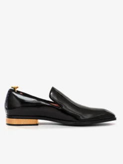 Mocassins à enfiler pour hommes chaussures vernies à bout pointu et talons bas