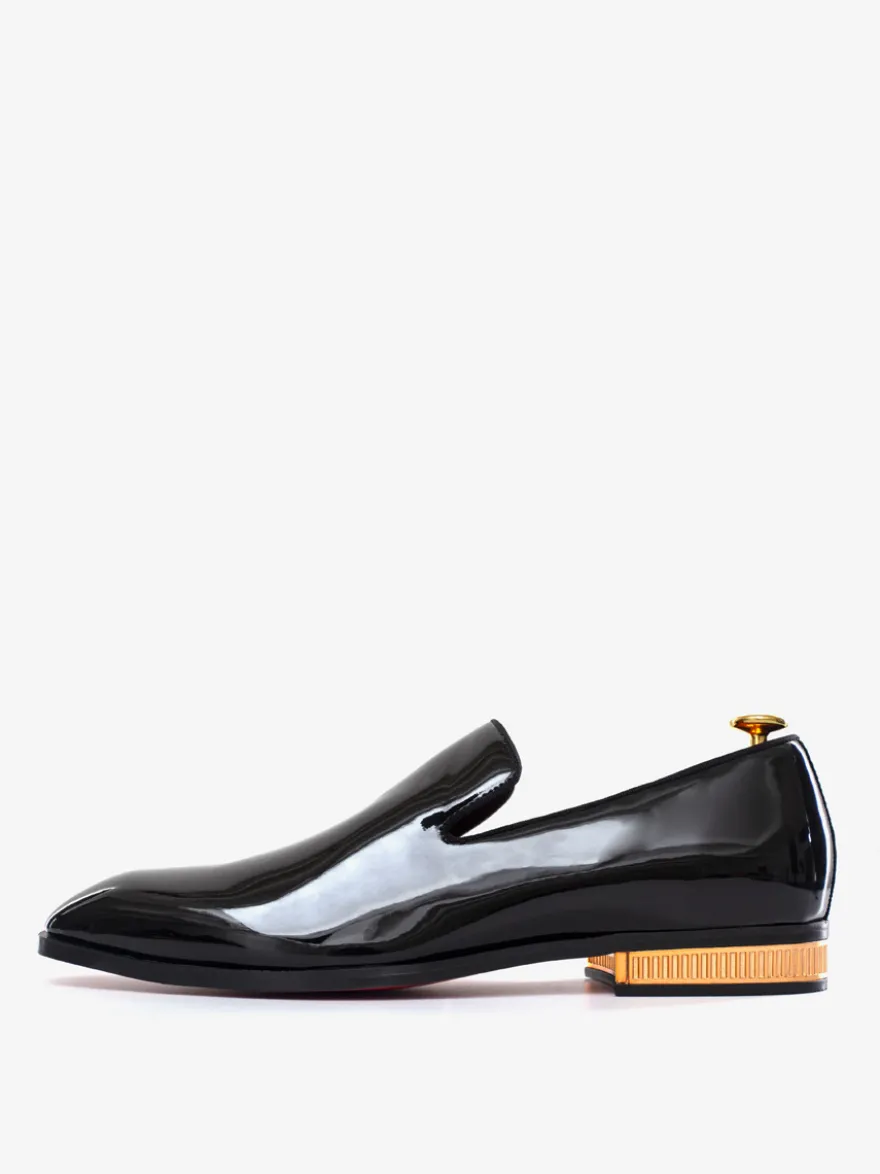 Mocassins à enfiler pour hommes chaussures vernies à bout pointu et talons bas