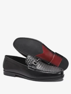 Mocassins à enfiler pour homme chaussures à talons bas en cuir de crocodile