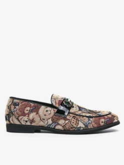 Mocassins à enfiler pour homme à talons bas bout rond imprimé animal