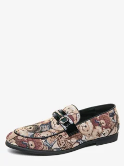 Mocassins à enfiler pour homme à talons bas bout rond imprimé animal