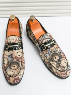 Mocassins à enfiler pour homme à talons bas bout rond imprimé animal