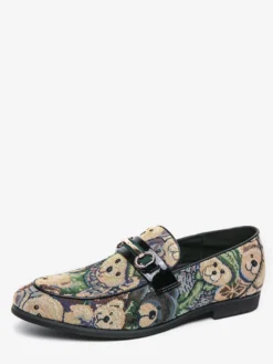 Mocassins à enfiler pour homme à talons bas bout rond imprimé animal