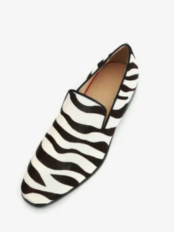 Mocassins à enfiler pour hommes chaussures de bal de soirée de mariage à imprimé zèbre à bout rond décontractées