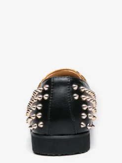 Mocassins homme léopard en daim à bout rond et rivets