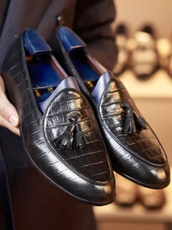 Mocassins Hommes Chaussures En Cuir À Bout Rond Mariage Formelles Derby