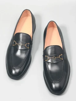 Mocassins à mors pour hommes chaussures habillées à enfiler en cuir véritable chaussures d'affaires formelles