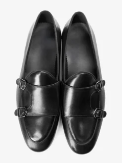 Mocassins noirs à bout rond en cuir véritable pour homme