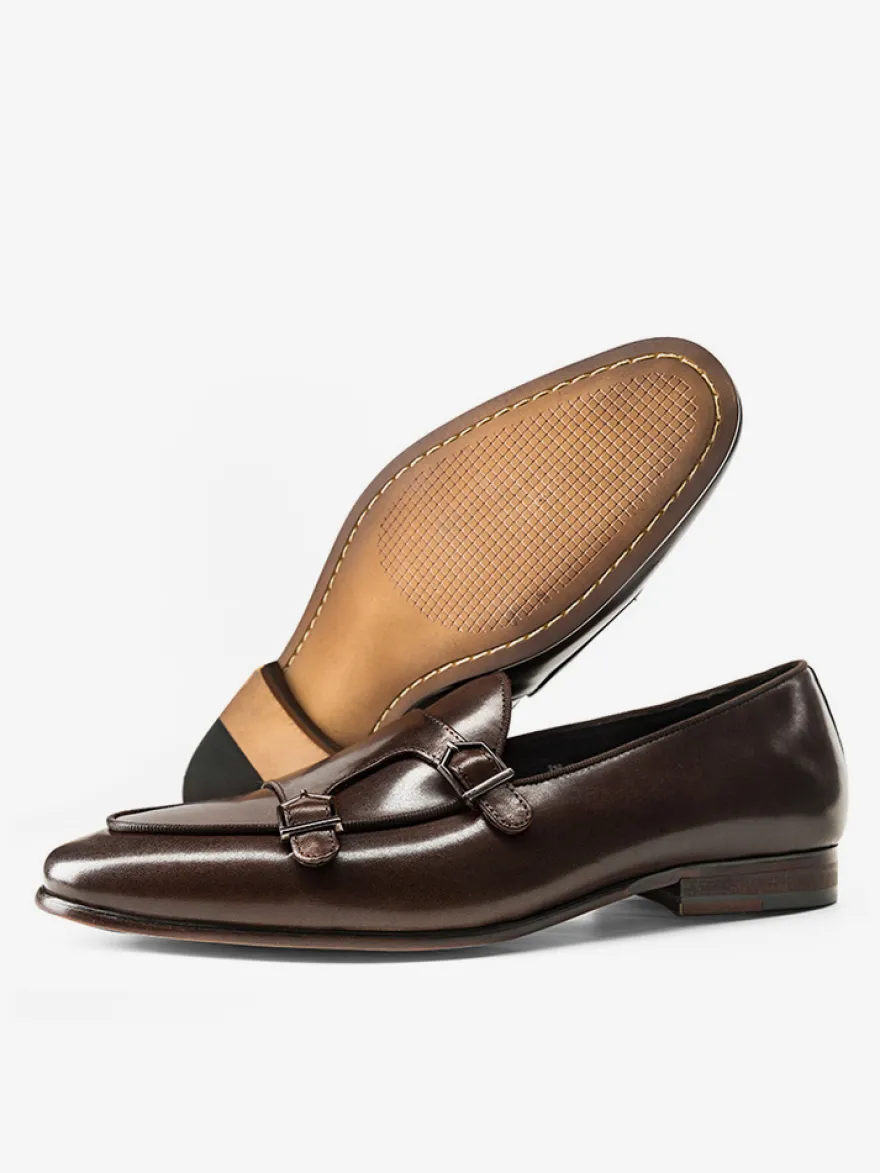 Mocassins noirs à bout rond en cuir véritable pour homme