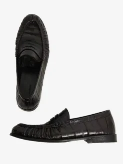 Mocassins noirs à bout rond et motif pierre chaussures habillées à enfiler