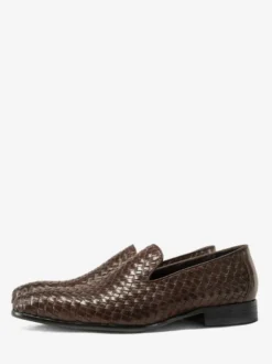 Mocassins noirs pour hommes bout rond en cuir de vachette chaussures habillées à enfiler