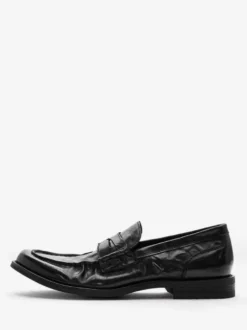 Mocassins noirs pour hommes bout rond chaussures habillées à enfiler