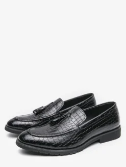Mocassins à pampilles en cuir pour homme chaussures à enfiler à bout pointu confortables basses antidérapantes pour soirée de mariage