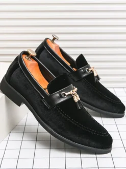 Mocassins à pampilles en daim pour hommes mocassins à enfiler chaussures à talons bas chaussures confortables