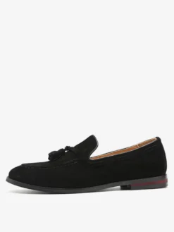 Mocassins à pampilles en daim pour hommes bout pointu talons bas chaussures de smoking chaussures à pampilles à enfiler