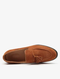 Mocassins à pampilles en daim pour hommes bout pointu talons bas chaussures de smoking chaussures à pampilles à enfiler