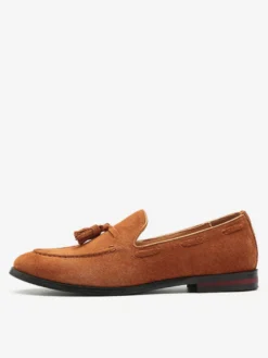 Mocassins à pampilles en daim pour hommes bout pointu talons bas chaussures de smoking chaussures à pampilles à enfiler