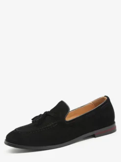 Mocassins à pampilles en daim pour hommes bout pointu talons bas chaussures de smoking chaussures à pampilles à enfiler